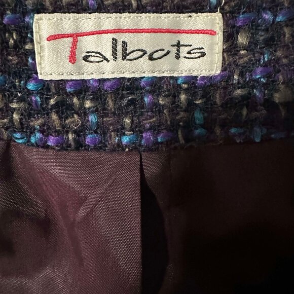 Talbots EUC women's 10 blue, purple,black 4 button closure fully lined blazer - Picture 3 of 6
